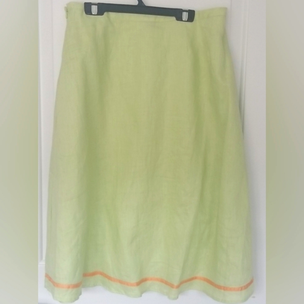 Malcolm & Co Light Green Linen Skirt Size 10 - Picture 5 of 6